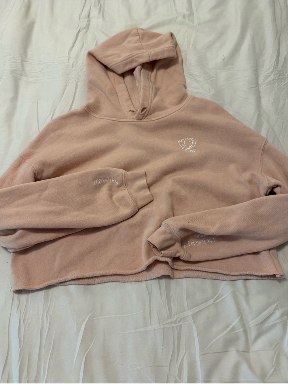 Bella Canvas Dusty Pink Cropped Hoodie with Lotus Logo
